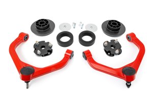 Ram 1500 Classic Suspension Lift Kit - Rough Country - 3 Inch Lift, Premium Upper Control Arms - Red - '19-'23